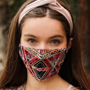 Boho Fashion Mask Embroidered Geometric Reusable